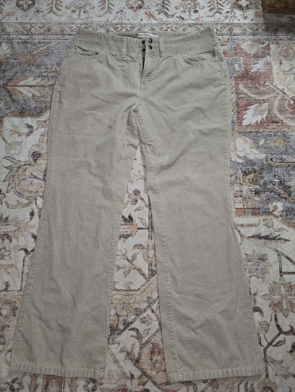 Tommy Hilfiger Women's Wide Leg Corduroy Pants in Light Tan